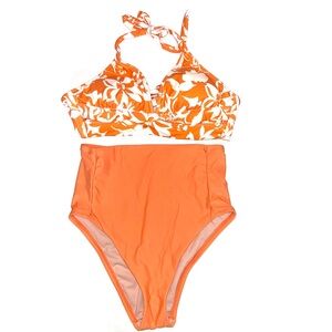 Vibrant Orange Floral Bikini Set
